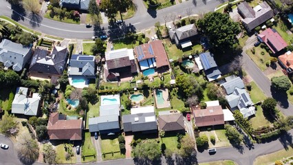 Fototapeta premium Aerial view of big houses in Australia suburb