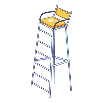 Tennis umpire chair with ladder and yellow seat