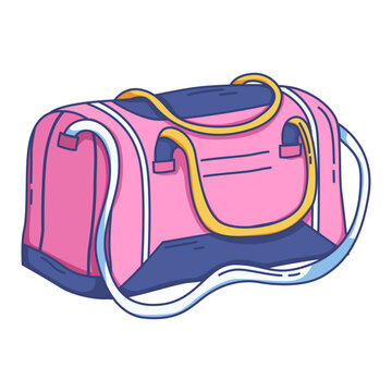 Pink sport duffel bag with handles and shoulder strap