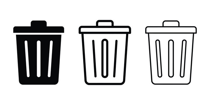 Trash can icon silhouette vector outline and line art