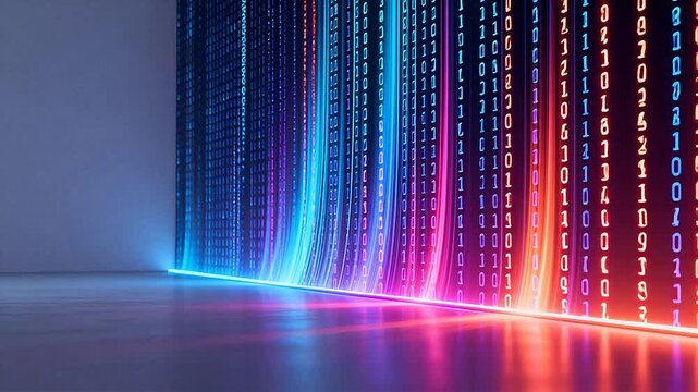 Colorful digital binary code display