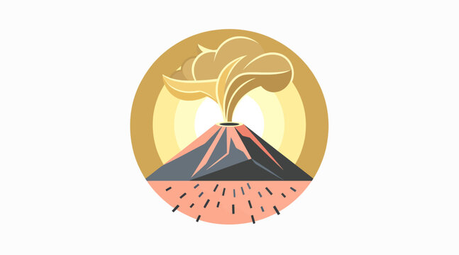 Illustrated Volcano Eruption with Lava and Smoke.