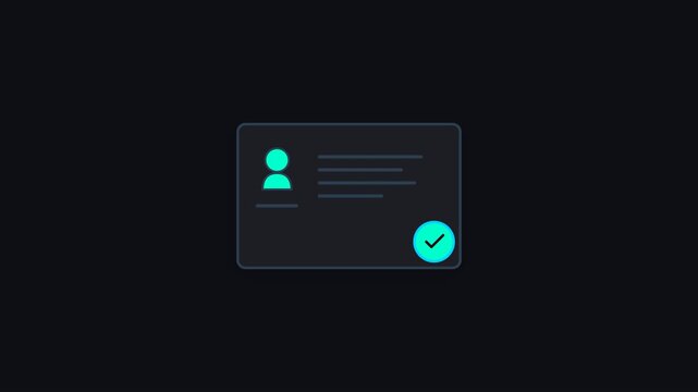 personal data check checkmark identification card Sleek Cyber Security Access Pass Neon Blue Glow Design 4K