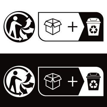 Triman Recycling Sorting Label for Cardboard Packaging Waste Disposal Instructions