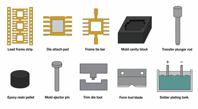 Collection of mechanical and electronic engineering components.