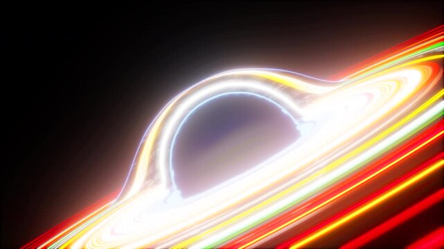 Detailed Scientific Rendering of a Black Hole with Bending Light and Glowing Energy
