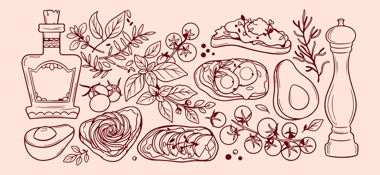 hand drawn healthy breakfast pattern, delicious morning meal background, organic food icons, kitchen cooking motif, tasty bread fruit illustration, fresh breakfast design, gourmet meal art texture, cr