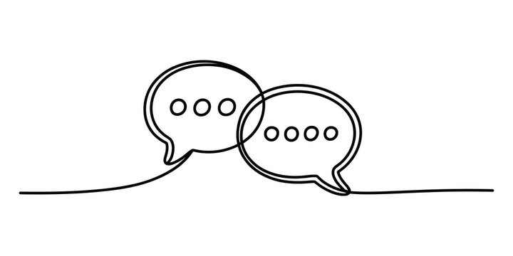 Two speech bubbles drawn in a single Continuous line drawing