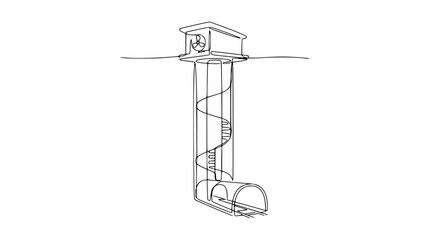 Obraz premium Conceptual Underground Entrance with Spiral Staircase and Tunnels