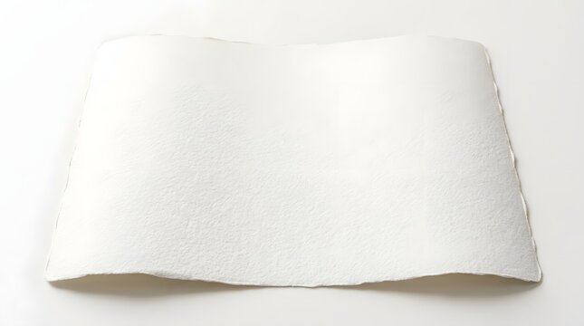 Blank white handmade paper mockup with textured deckle edge