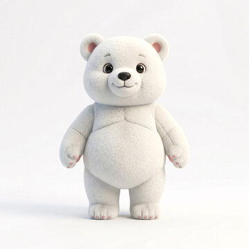 Ours Polaire en Peluche sur Fond Blanc