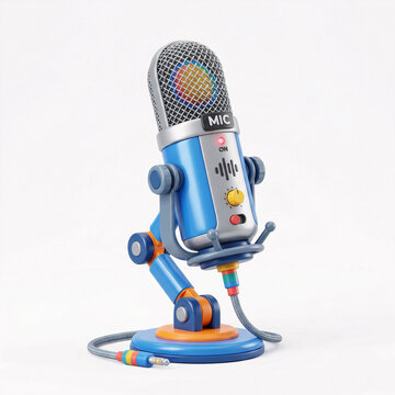 Microphone R&eacute;tro sur Pied en Illustration 3D