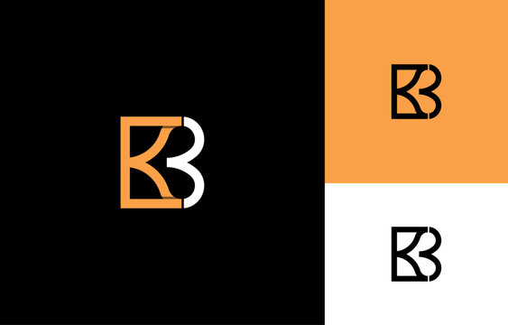 Letters KB or BK Heart Logo Template. Letter K3 Logo Design Idea. Letters BK Architectural Logo Concept. 