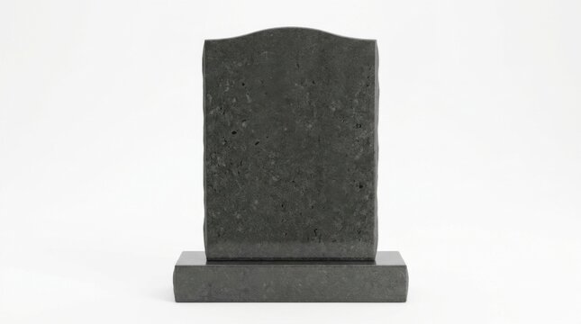 Blank black granite tombstone gravestone isolated on white