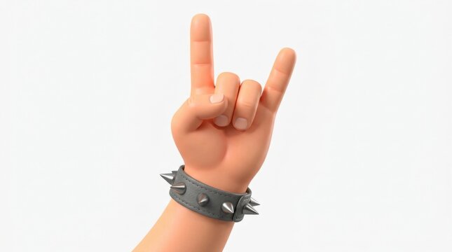 3d render of rock on heavy metal hand sign gesture isolated