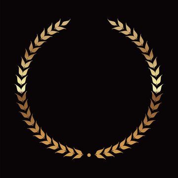 Gold laurel wreath vector isolated on a Blak background