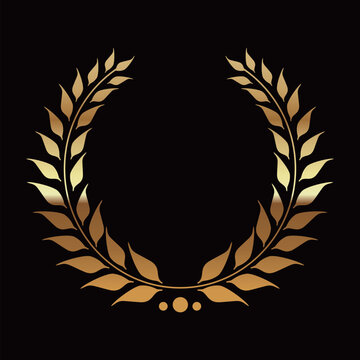 Gold laurel wreath vector isolated on a Blak background
