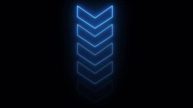 glowing neon arrow direction on black background, neon arrow sign animation.