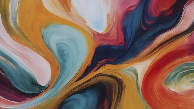 Colorful brush strokes abstract poster featuring painterly textures and artistic background design for modern creative wall d&eacute;cor, AI generated