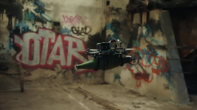 Kamikaze drone flying following on gimbal slowmotion A7S3