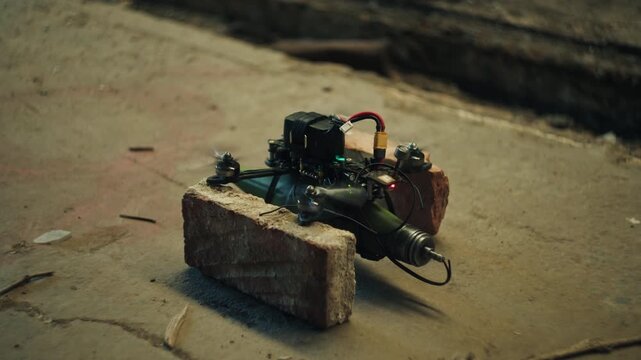 Kamikaze drone taking off slowmotion