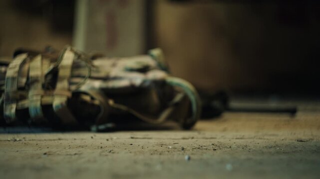 Kamikaze military drone with RPG explosive is being set up