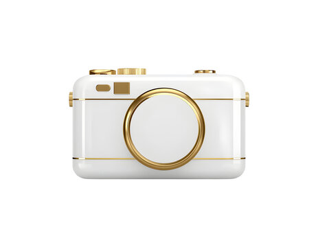 Luxury white and gold camera on black background for photography or film