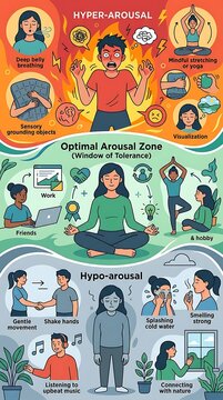 Window of tolerance infographic for emotional regulation and health