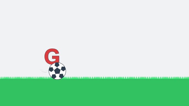 Minimalist Animation of a Soccer Ball Rolling to Reveal Goal Word