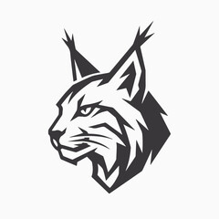 Obraz premium Modern Lynx Head Logo Icon in Minimal Geometric Style