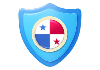 Fototapeta premium Panama flag symbol on blue shield