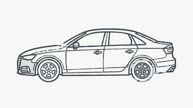 Minimalist Car Side View Sketch.
