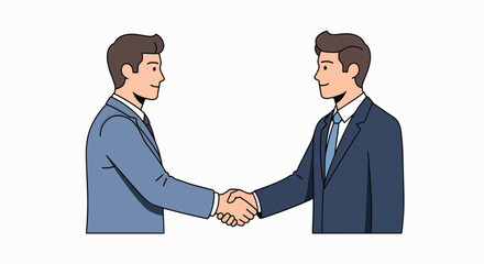 Fototapeta premium Two businessmen shaking hands in a formal office setting agreement