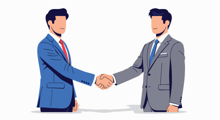Fototapeta premium Two businessmen shake hands in a formal agreement outdoors
