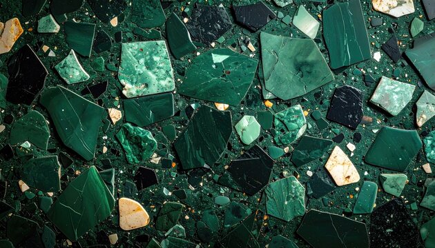 Abstract Green Gemstone Mosaic Texture Background.