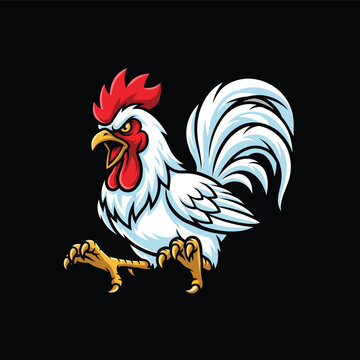 Aggressive Fighting Rooster Chicken Mascot Logo