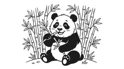 A cute panda eating bamboo leaves. © awam