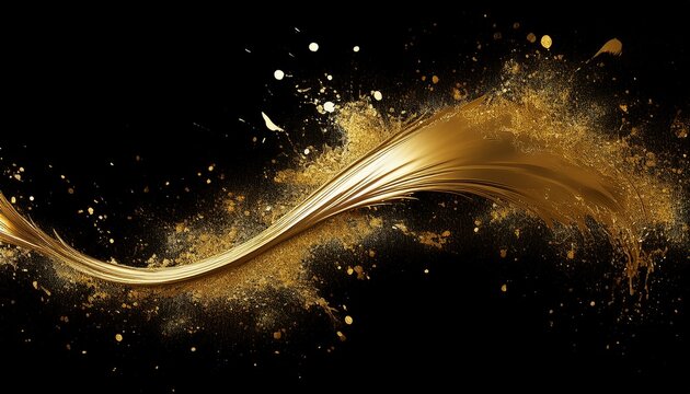 Gold Foil Splatter Glitter Golden Stroke On Transparent Background Gold Splater Element