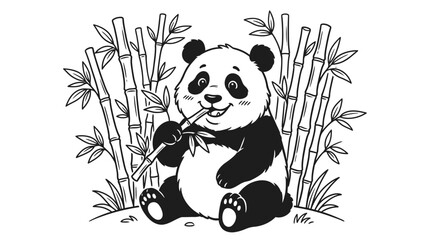 A cute panda eating bamboo shoots. © awam