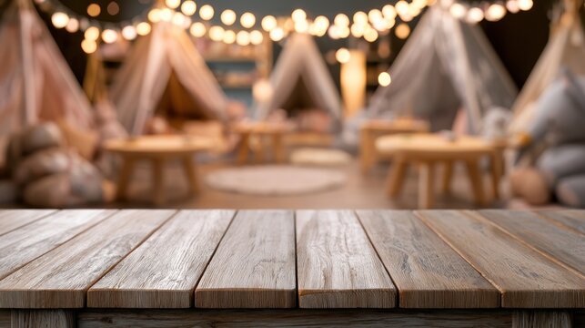 Childrens teepee play area with fairy lights