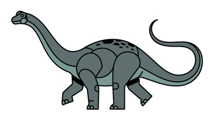 Blue stylized sauropod dinosaur with geometric shapes. © ombg