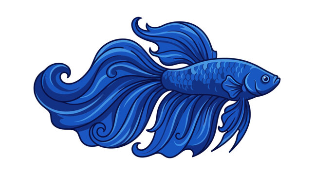Blue Siamese fighting fish with ornate flowing fins.