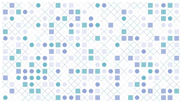 Abstract geometric pattern with various shapes and intersecting lines in cool blue tones.