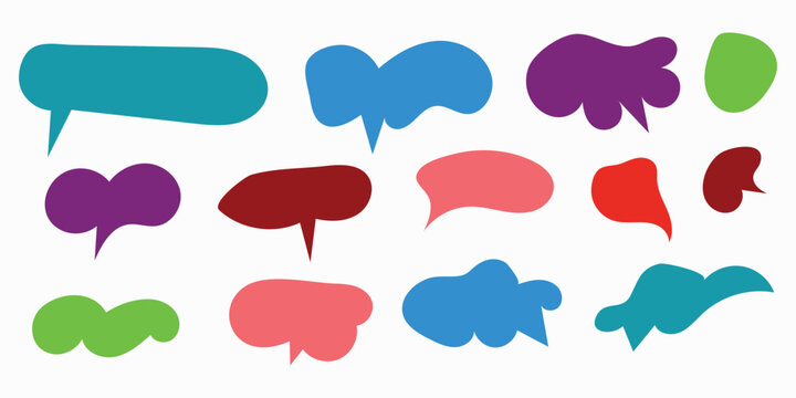 Colorful speech bubbles in various shapes and sizes for communication design