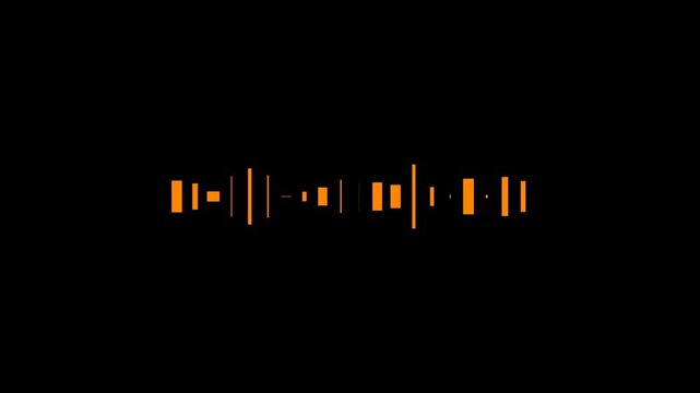 Dynamic orange audio intensity overlay featuring vibrant animated sound bars for broadcast, video editing, music visuals and motion graphics. Professional asset with alpha channel