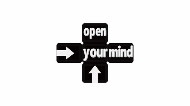 Animated Open Your Mind Concept With Direction Arrows Creative strategy Thinking And Personal Growth Motion Graphic.