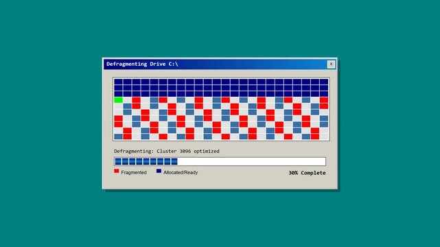 Vintage Computer Defragmentation Process Retro Screen Animation