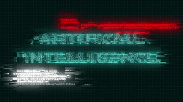 Artificial Intelligence Title Words Letters Technical Glitch Effect 

