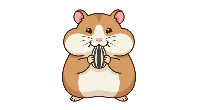 Chubby hamster holding a sunflower seed character.