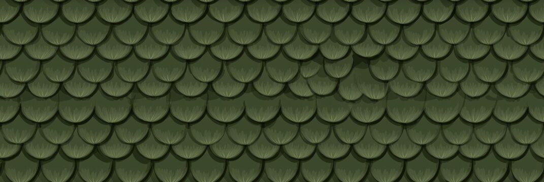 Green fish scale pattern seamless background texture. Overlapping green scales creating a seamless repeating pattern design